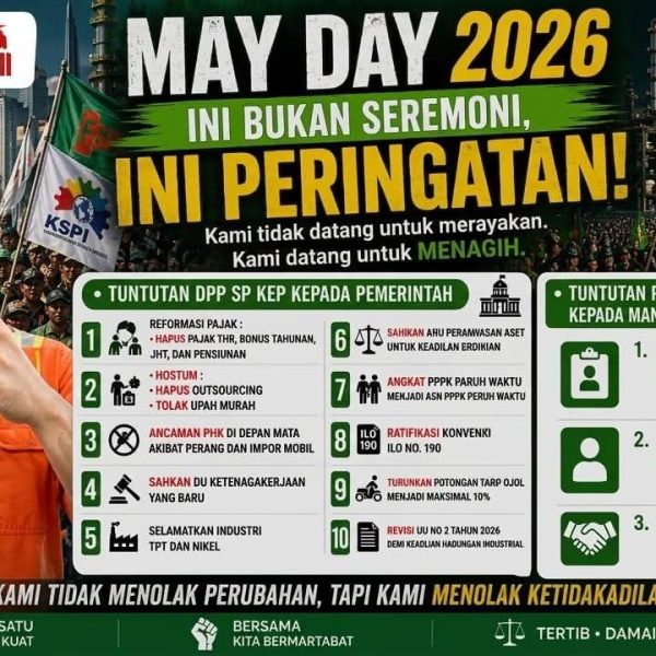 Gelar MayDay 2026, FSPKEP PT. Vale suarakan Reformasi Pajak untuk Pekerja